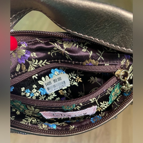 FELIX REY NEW YORK Mini Bronze Copper Metal Mesh Ruffle Evening Hobo Purse Bag - Picture 6 of 9